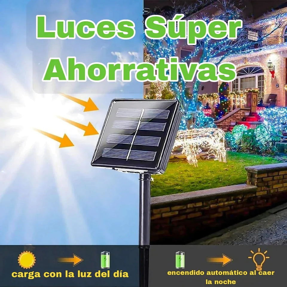 Luces Navideñas con Panel Solar